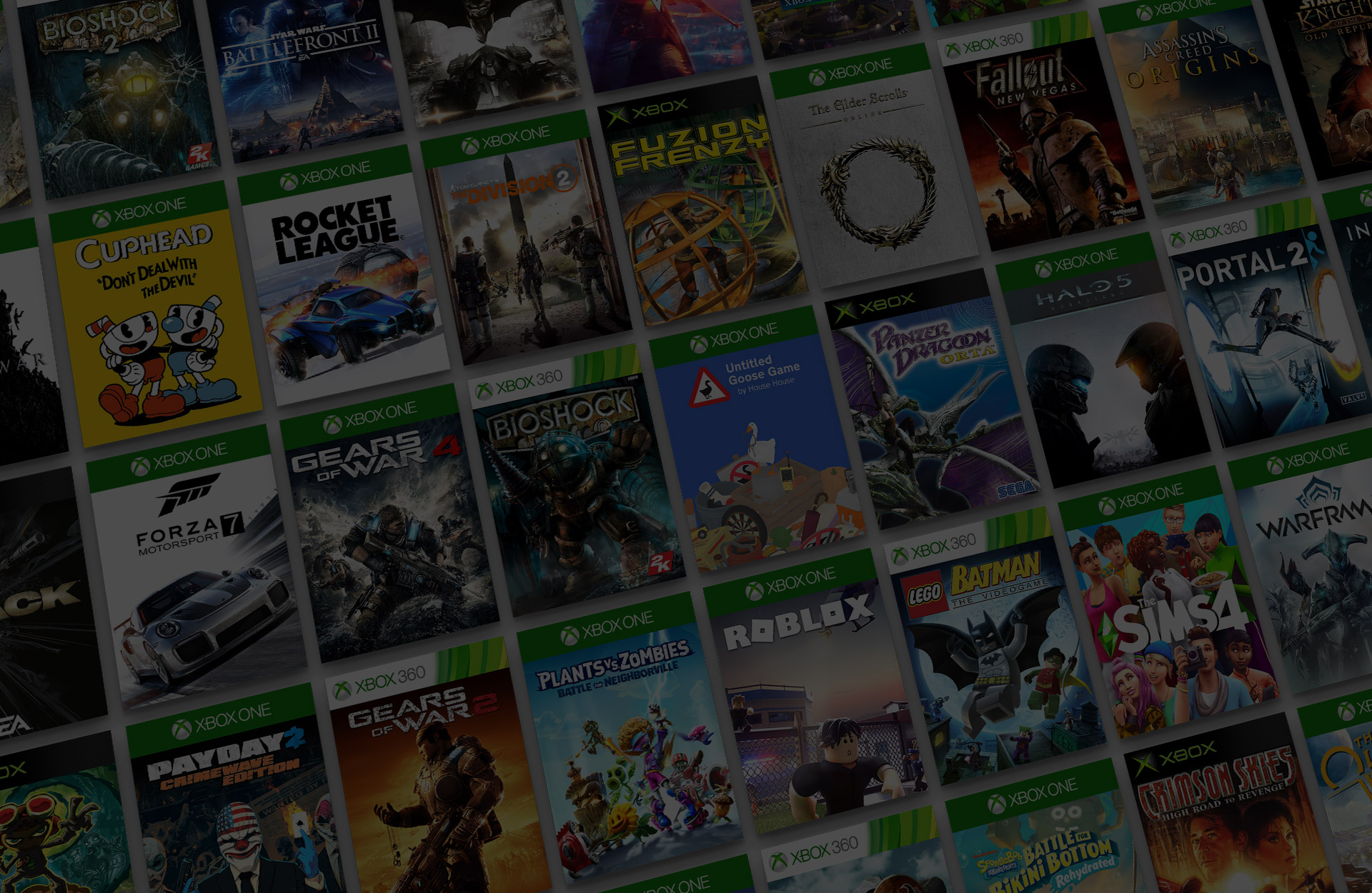 Mosaic of XBOX backward compatible game titles